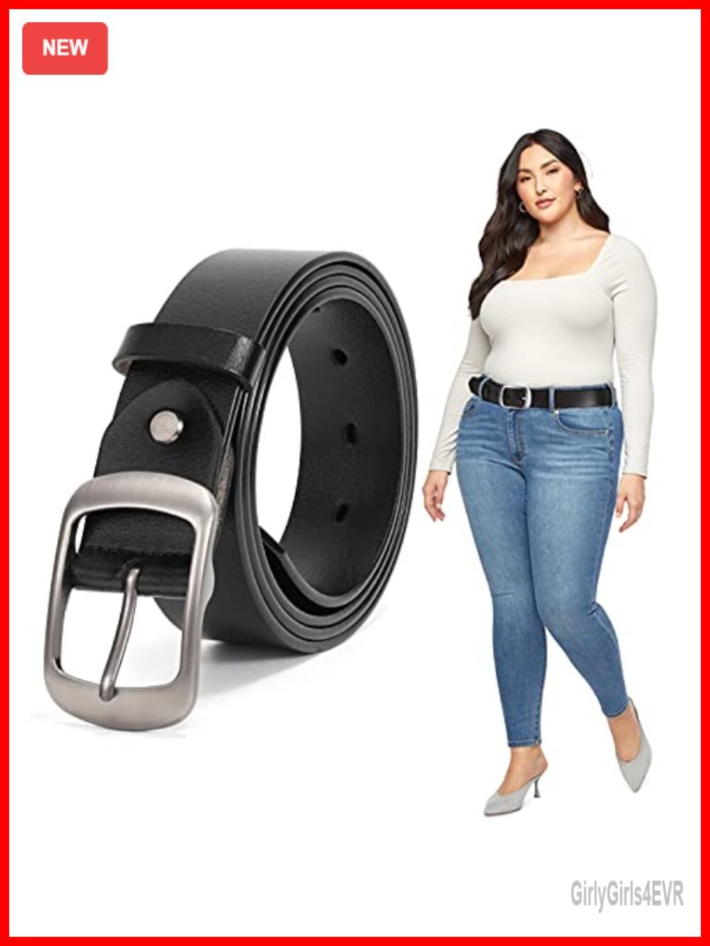 Plus Size Women's Leather Belt Waist Belt with Metal Pin Buckle for Jeans Pants